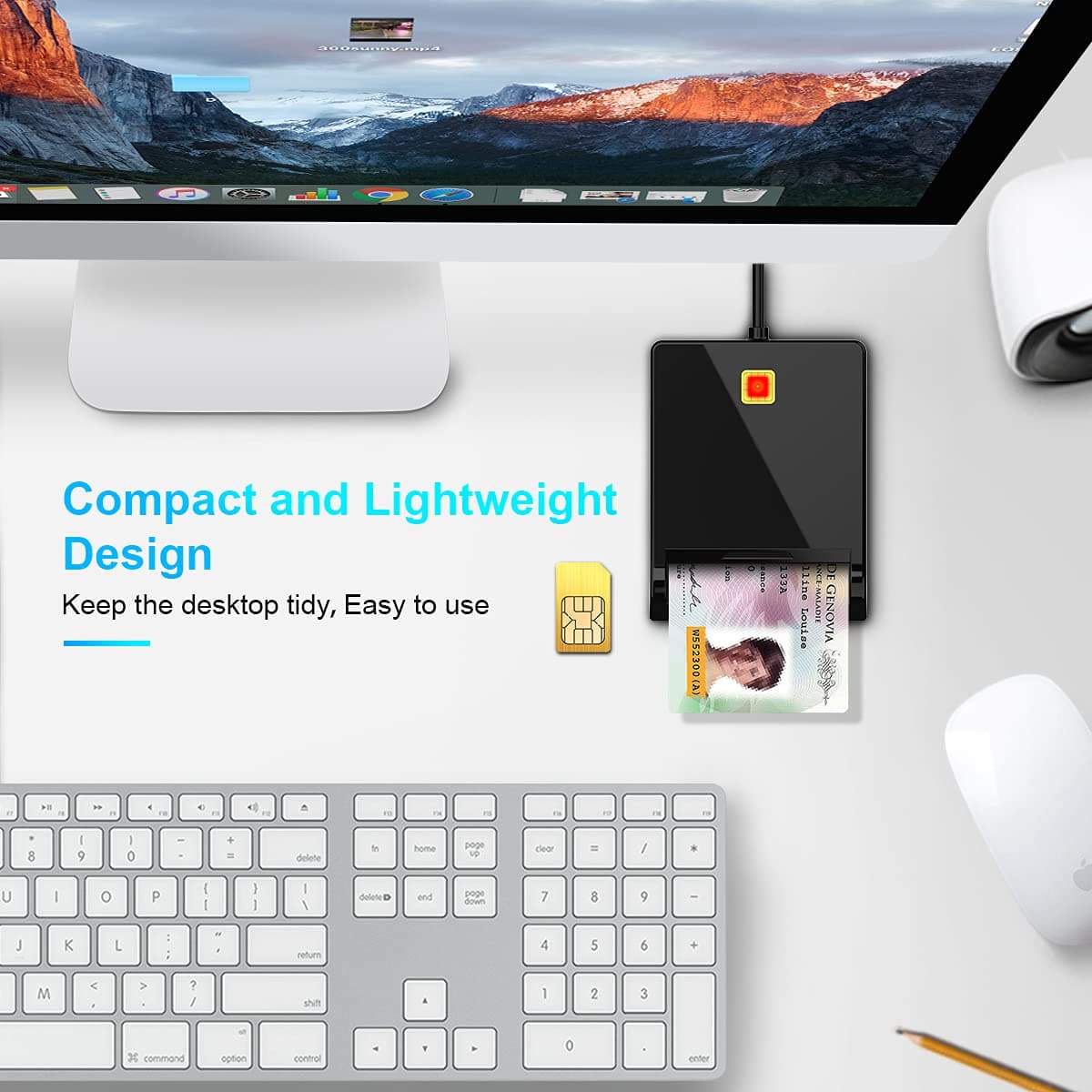 کارت خوان تراشه، کارت خوان USB نظامی 2 در 1 DOD، کارت CAC، سیم کارت خوان سازگار با ویندوز، لینوکس، — تصویر ۳
