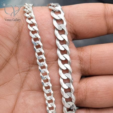 زنجیر نقره مردانه مدل کارتیر کد 7529 — تصویر ۳