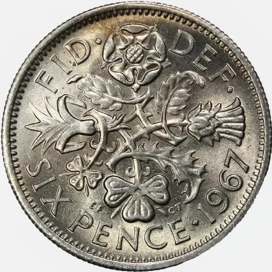 سکه 6 پنس انگلیس 1967 (ملکه الیزابت)(UNC)