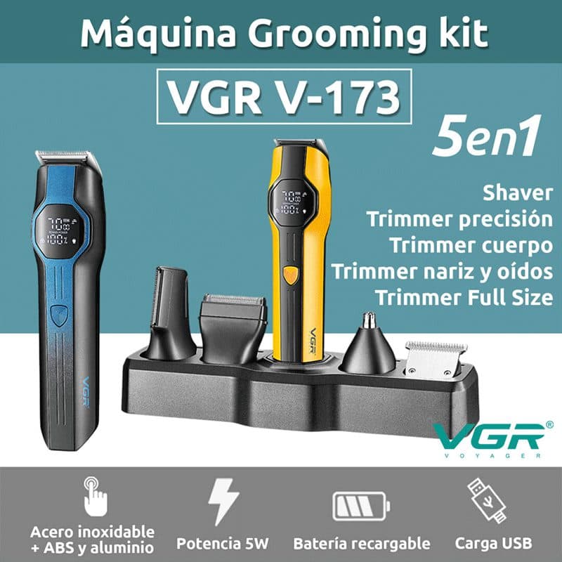 ماشین اصلاح و خط زن شارژی چندکاره VGR V-173 — تصویر ۷
