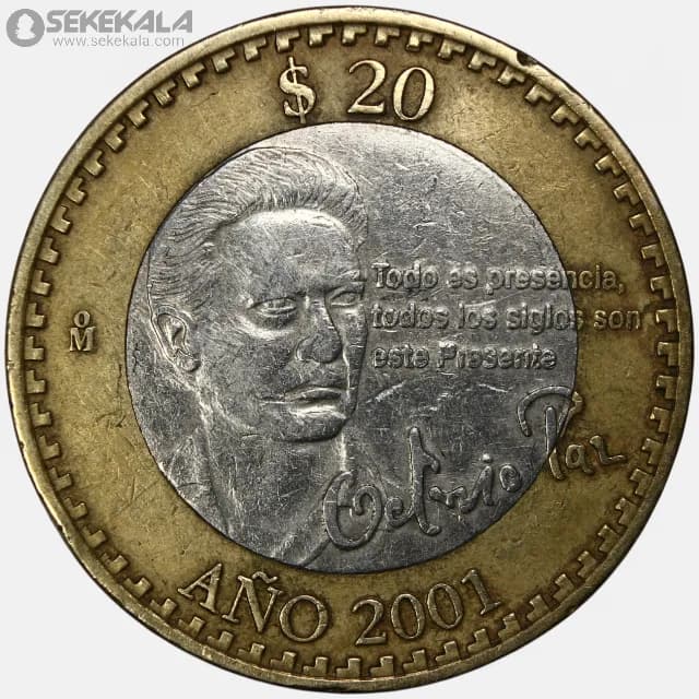 سکه 20 پزو یادبودی دوفلزی مکزیک 2001