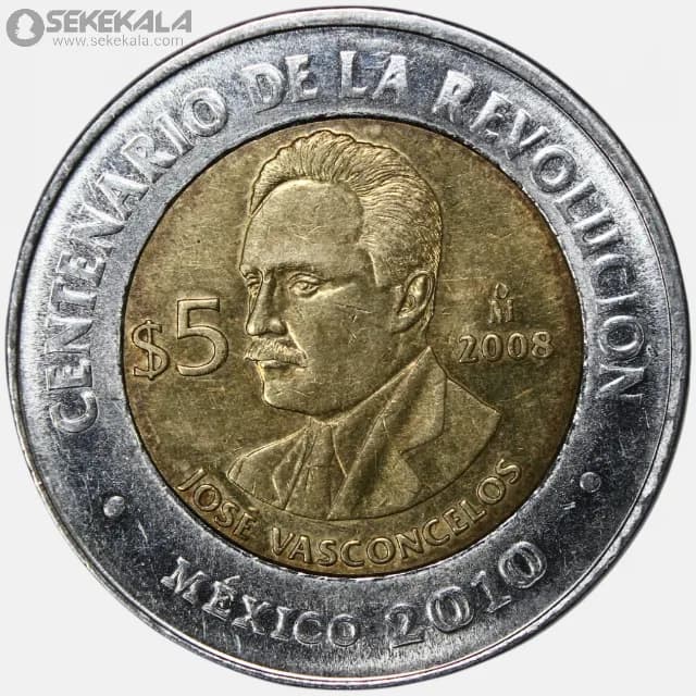 سکه 5 پزو یادبودی دوفلزی مکزیک 2008 (AU)