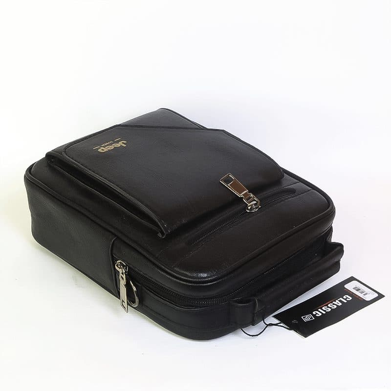کیف مردانه چرمی، دستی و دوشی jeep black — تصویر ۲