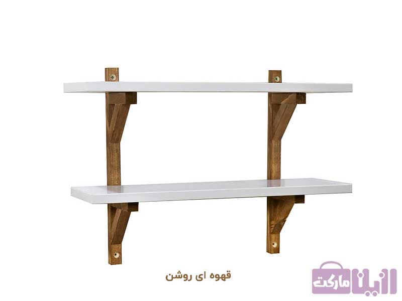 شلف دیواری MDF پایه چوبی مدل دو طبقه کد ۰۱۱ — تصویر ۳