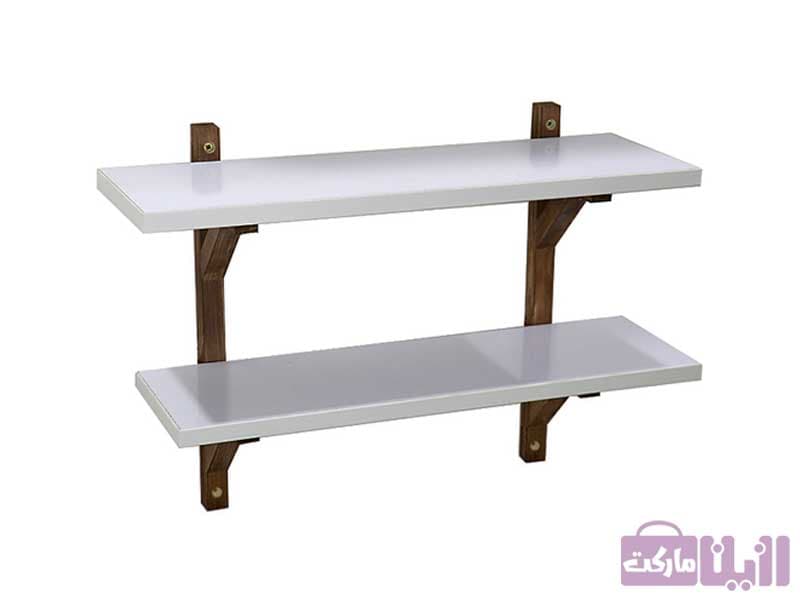 شلف دیواری MDF پایه چوبی مدل دو طبقه کد ۰۱۱