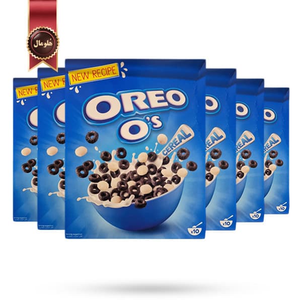 6 بسته غلات صبحانه (کورن فلکس) اورئو oreo مدل طعم کاکائو و وانیل Cocoa and Vanilla وزن 320 گرم (اورجینال)