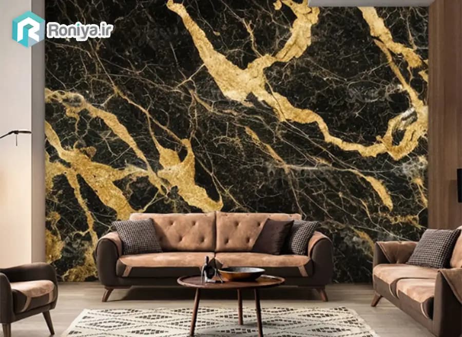 پوستر دیواری لاکچری با رگه های طلایی
