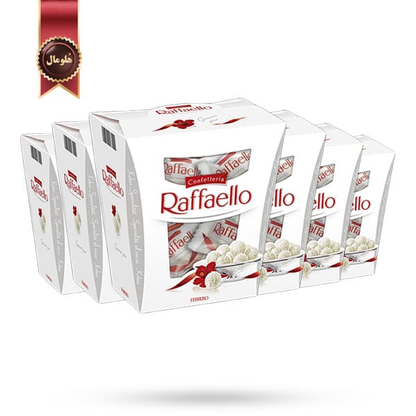 6 بسته شکلات کادویی رافائلو فررو Ferrero Raffaello مدل نارگیلی Coconut وزن 230 گرم (اورجینال)