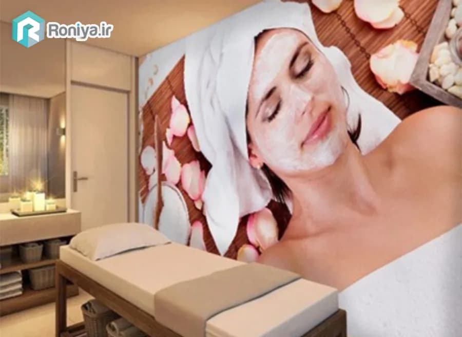 پوستر دیواری ماساژ طرح فیشیال و ماسک صورت
