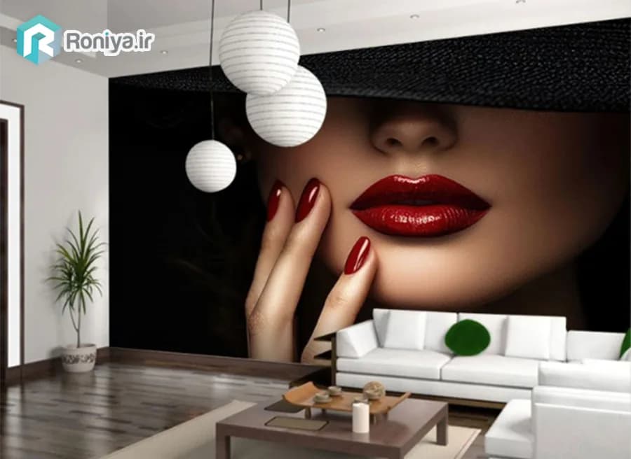 پوستر دیوای سه بعدی آرایشگاه زنانه مدل میکاپ لوکس