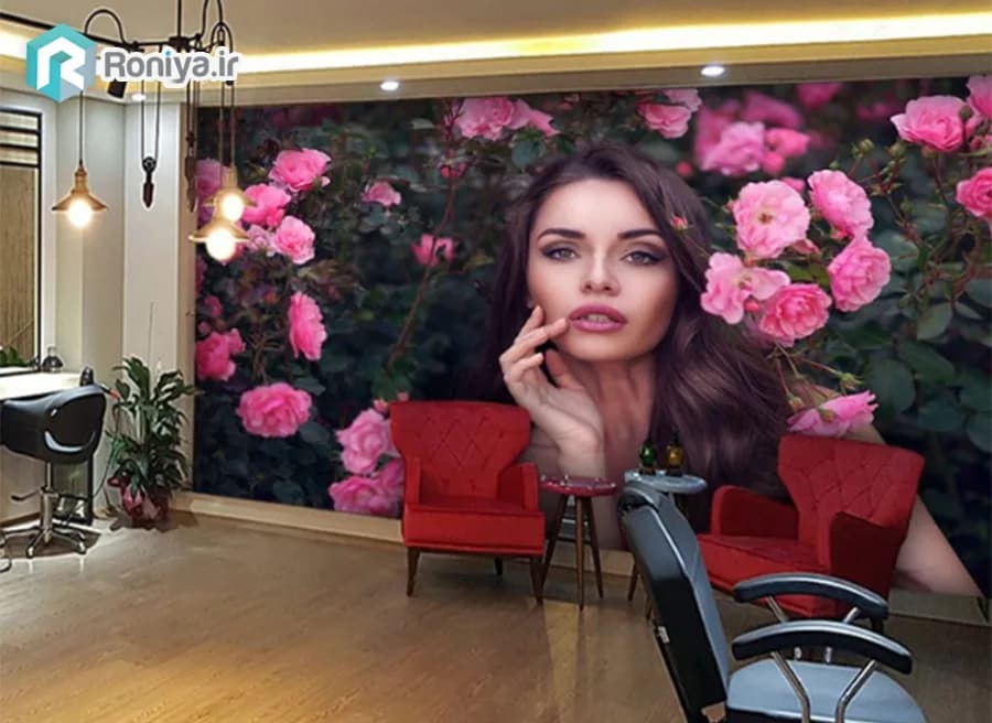 پوستر دیواری سه بعدی طرح گل و چهره