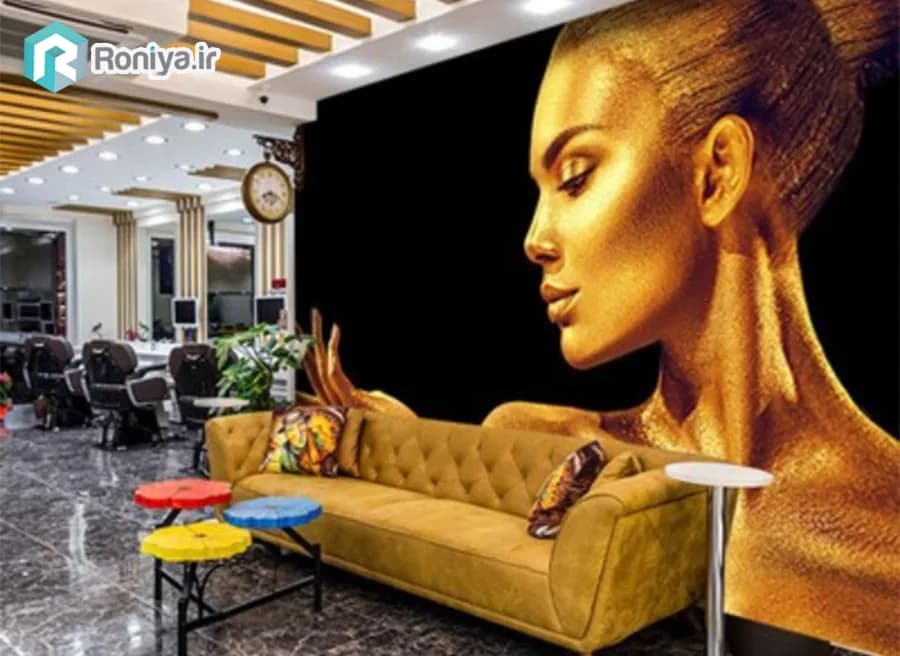 پوستر دیواری سه بعدی طرح چهره طلایی