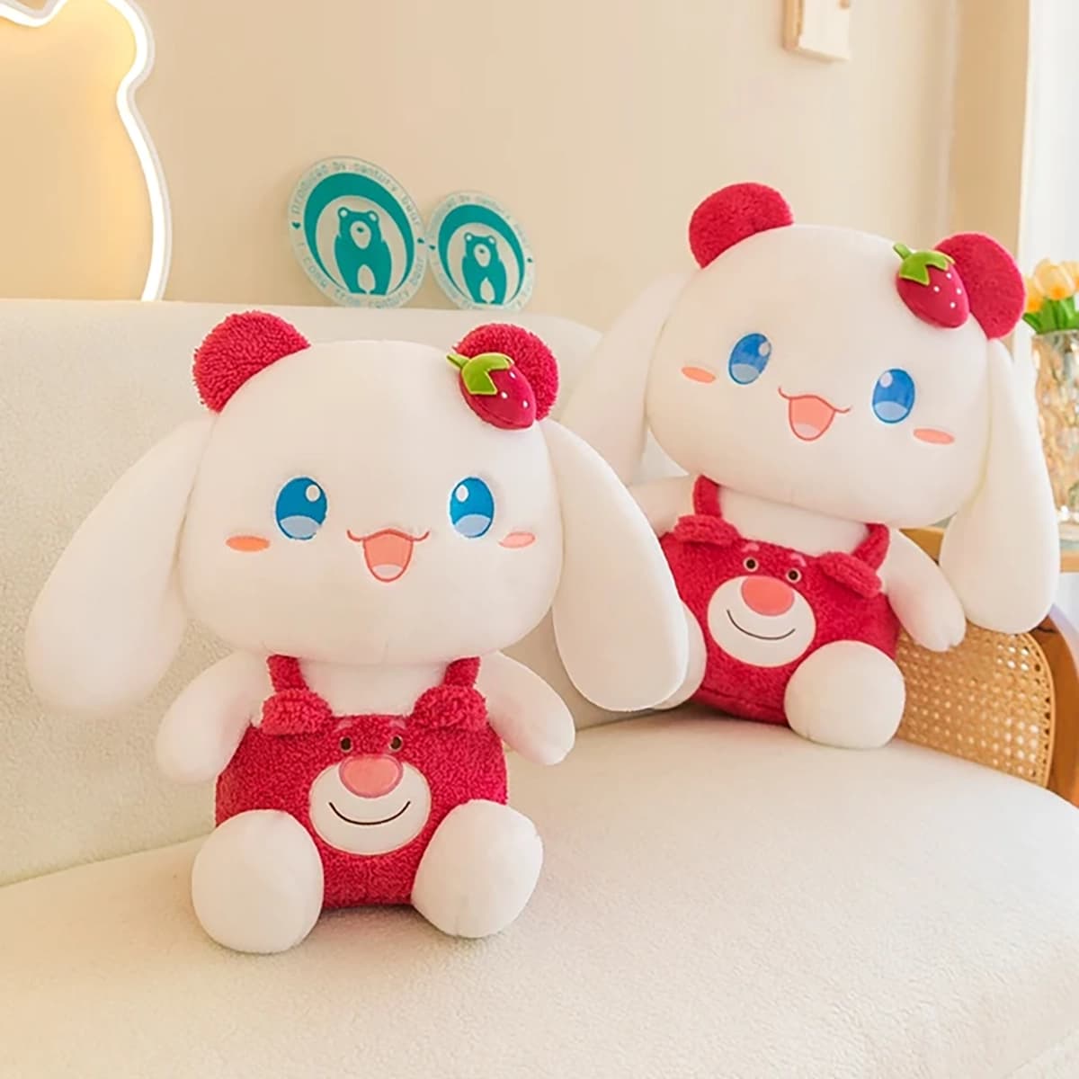 عروسک پولیشی Kawaii گوش بلند توت فرنگی — تصویر ۵