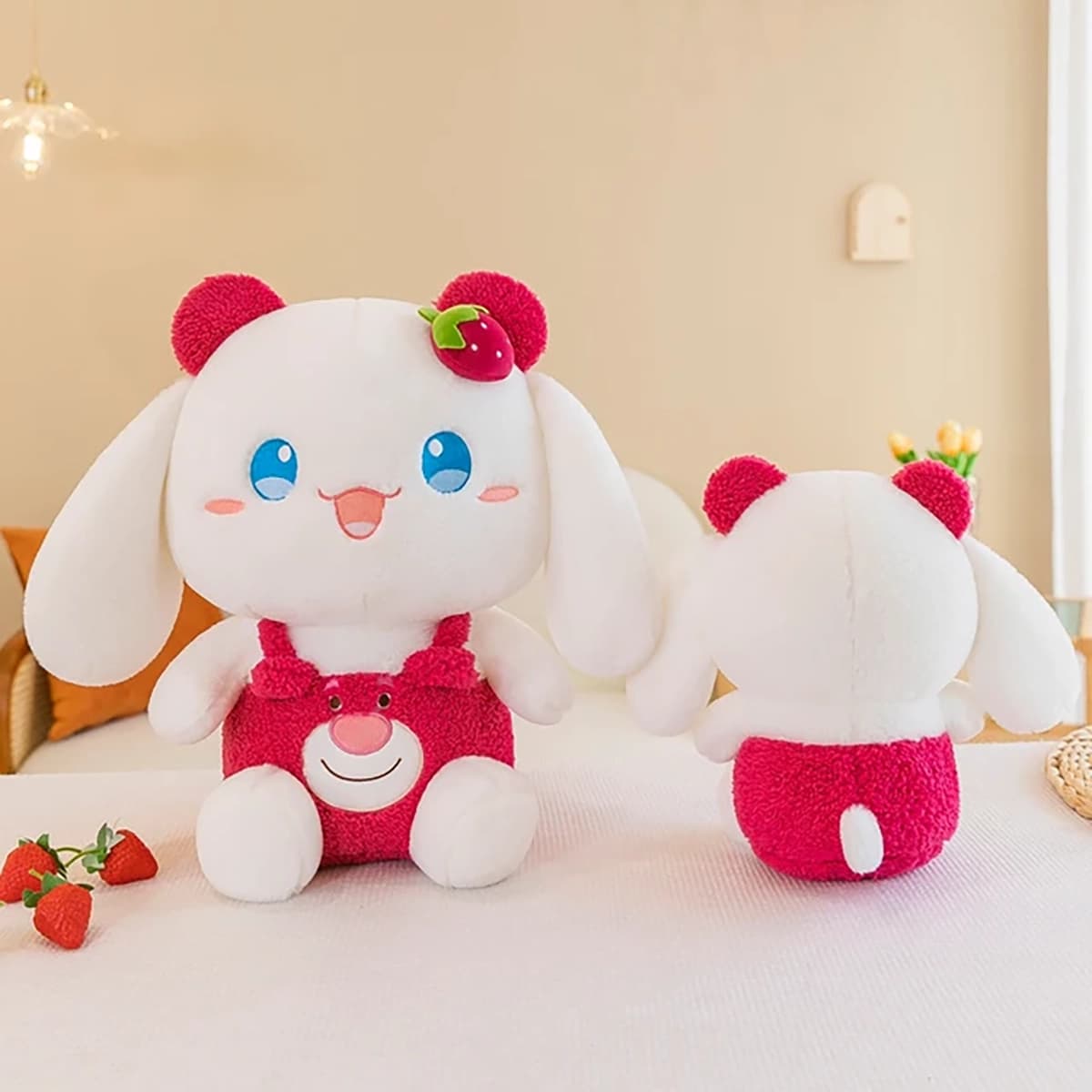 عروسک پولیشی Kawaii گوش بلند توت فرنگی — تصویر ۶