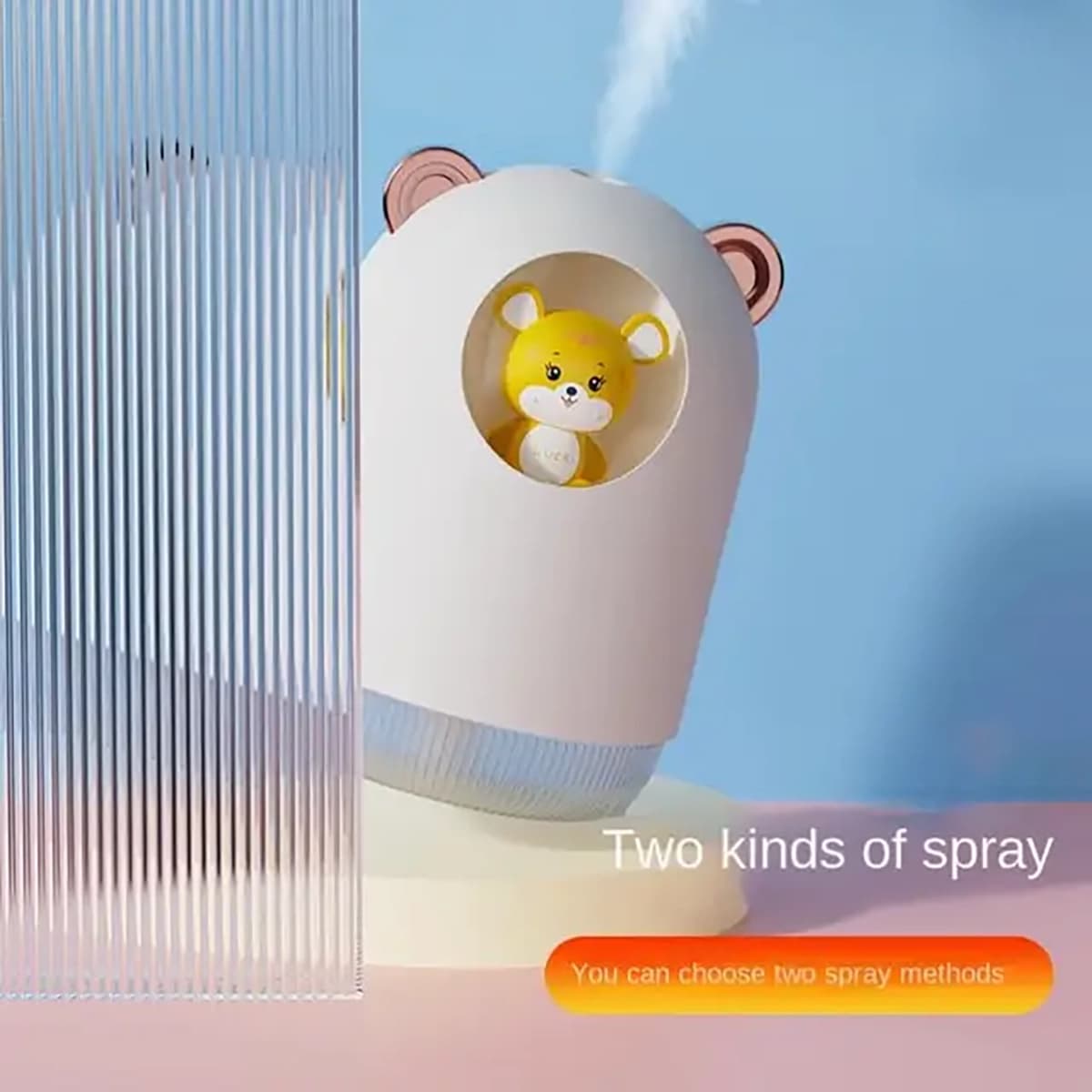 دستگاه بخور سرد عروسکی طرح خرس مدل Mini Cute Portable Air Humidifier H₂O 300ml — تصویر ۴