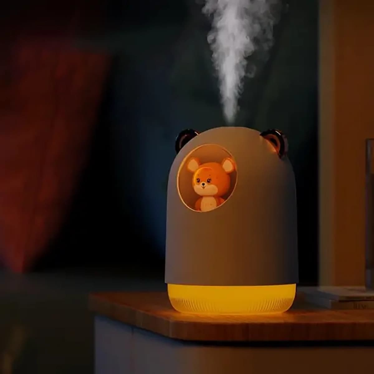 دستگاه بخور سرد عروسکی طرح خرس مدل Mini Cute Portable Air Humidifier H₂O 300ml — تصویر ۶