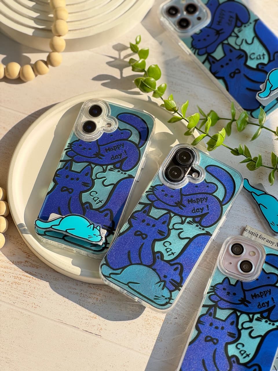 قاب گوشی Happy Blue Cat بدون‌ استند آیفون