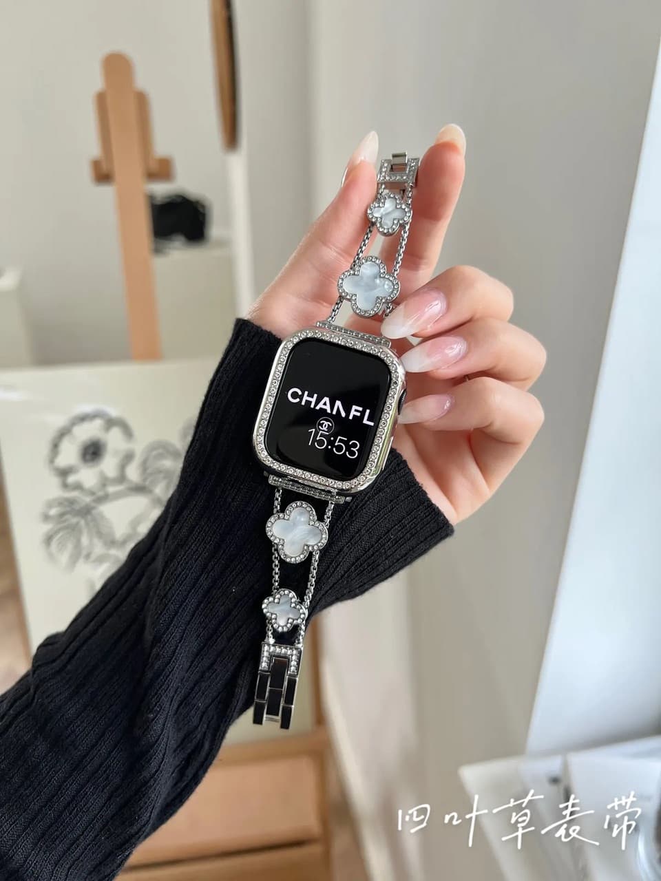 بند اپل واچ ون کلیف استیل + گارد نگینی — تصویر ۴