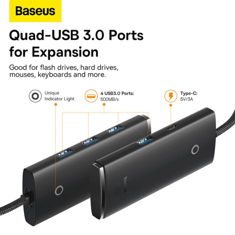 هاب ۴ پورت Type-c بیسوس مدل Baseus Lite Series WKQX030401 — تصویر ۲