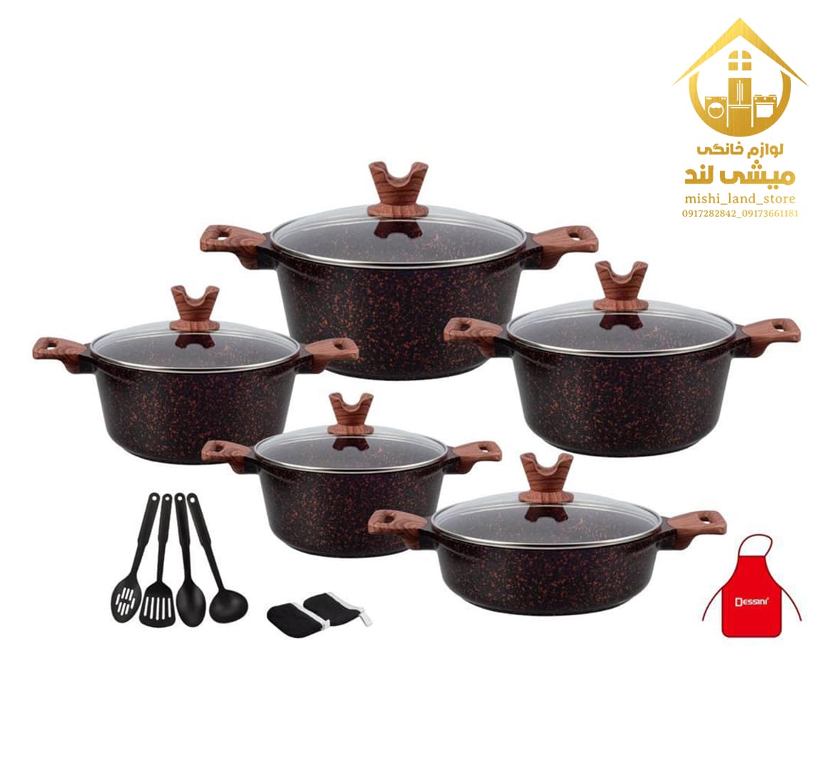 سرویس 17 پارچه قابلمه سوپر گرانیت دسینی مدل 8000 — تصویر ۳