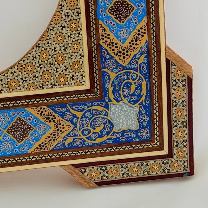 آینه خاتم کاری طرح اسلیمی (تذهیب) چهارگوش — تصویر ۵