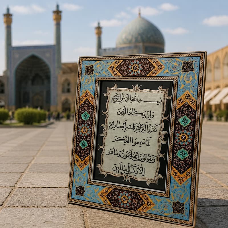 قلمزنی طرح ان یکاد با قاب مینیاتور تذهیب 28در34