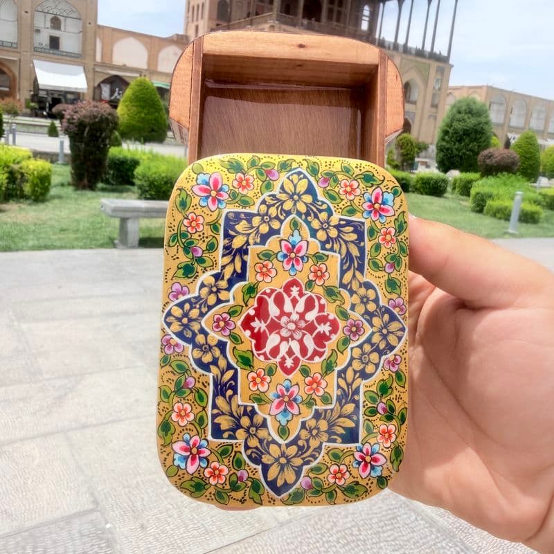 جعبه خاتم کاری جاکارتی کشویی مدل مینیاتور اسلیمی 3 — تصویر ۴