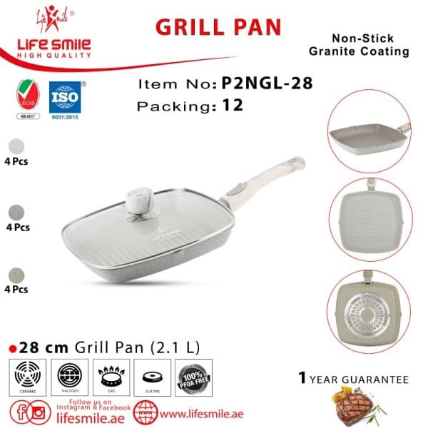 تابه گریل لایف اسمایل سایز 28 مدل SPFGL