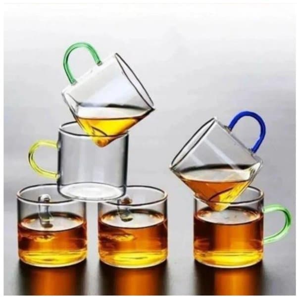 قهوه خوری پیرکس دسته رنگی(بسته 6عددی)