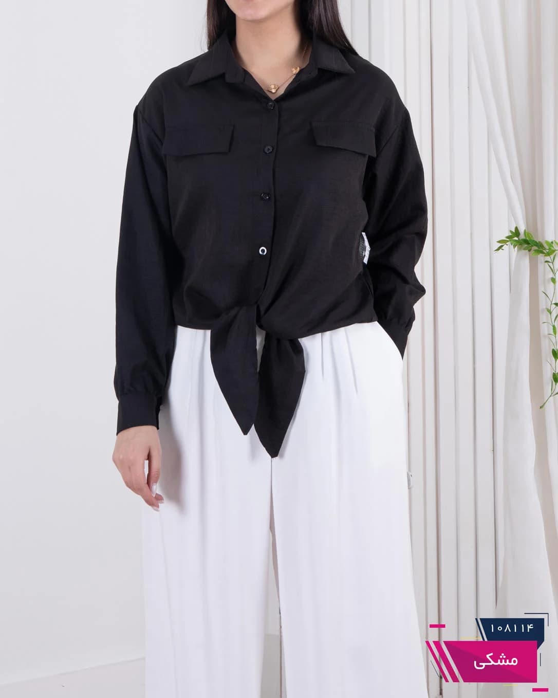 شومیز وارداتی گره ای جیب نما FASHION — تصویر ۲