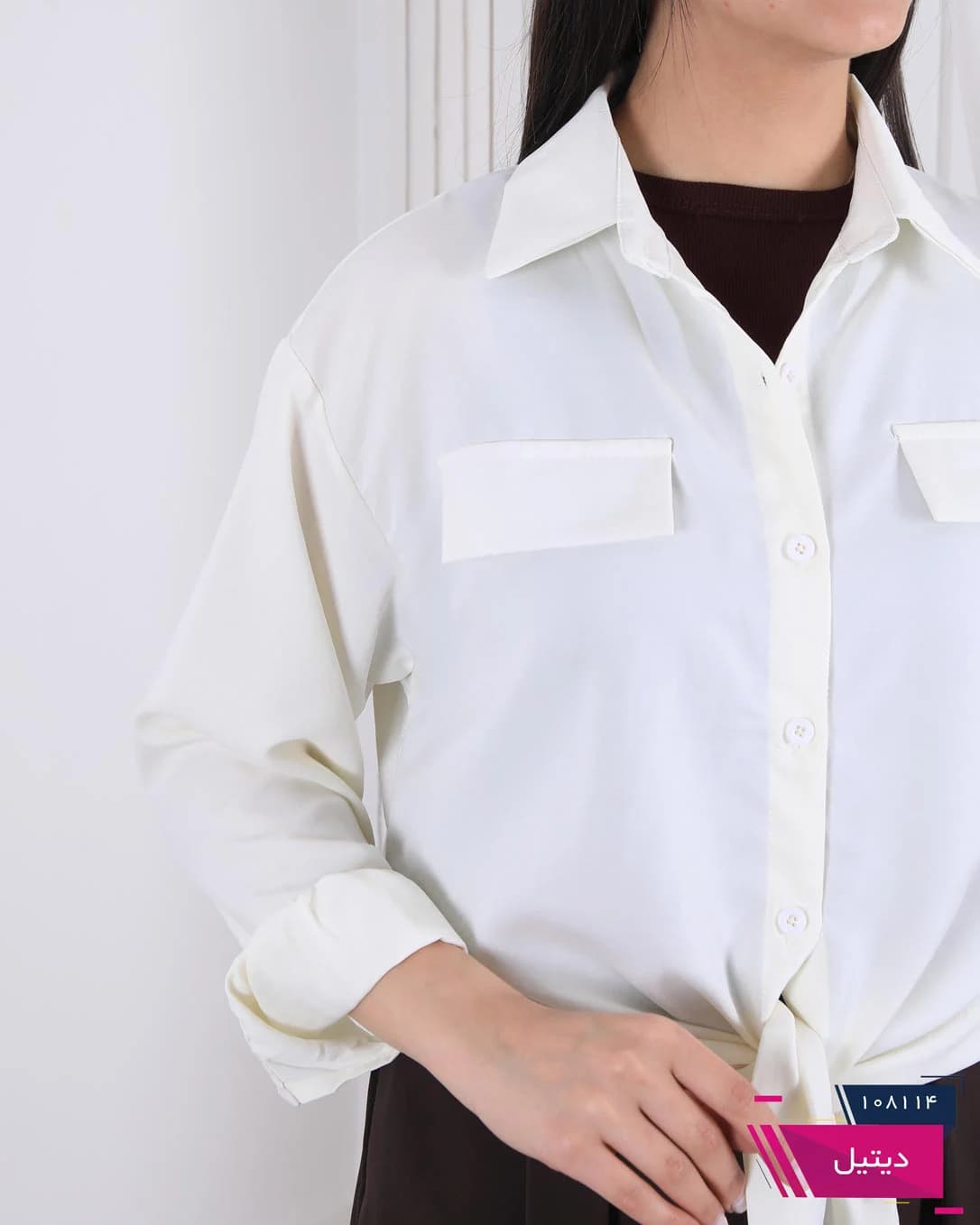 شومیز وارداتی گره ای جیب نما FASHION — تصویر ۷