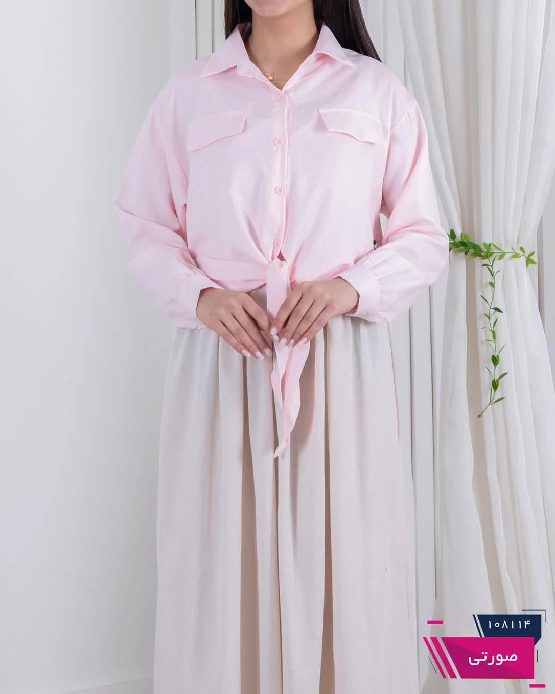 شومیز وارداتی گره ای جیب نما FASHION — تصویر ۳