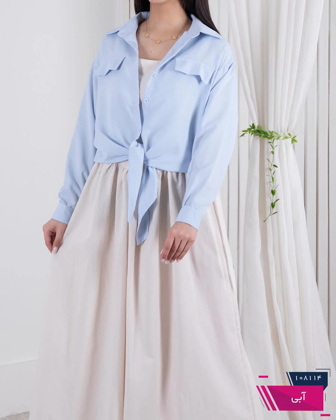 شومیز وارداتی گره ای جیب نما FASHION — تصویر ۵