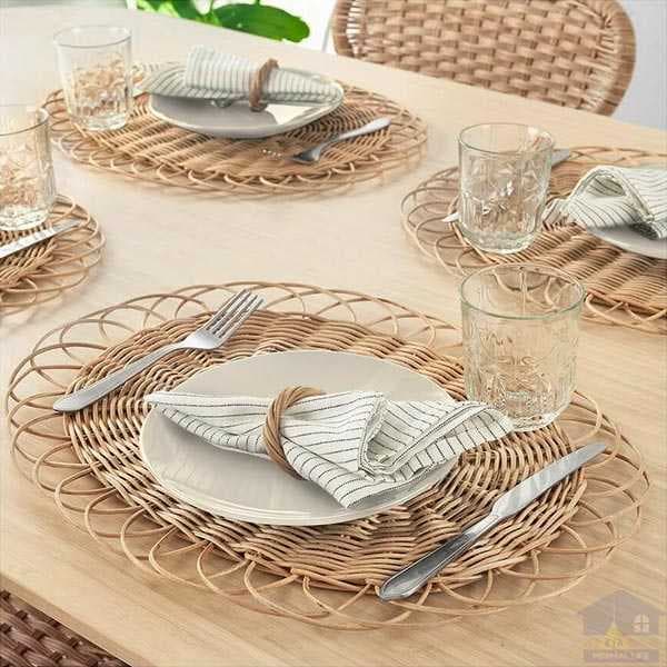 حلقه دستمال حصیری ایکیا مدل VARGFISK ست 4 عددی