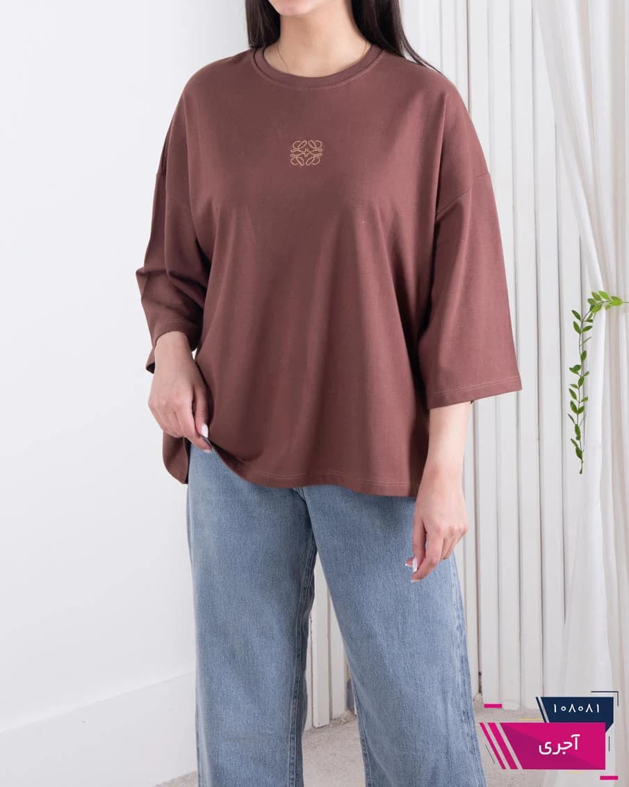 تیشرت دخترونه باکسی گلدوزی LOEWE — تصویر ۳