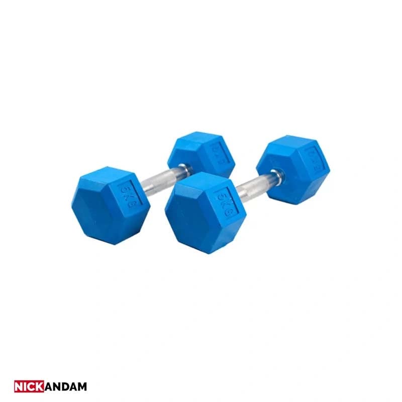 دمبل شش ضلعی رنگی 2.5 کیلوگرمی رنگی بسته 2 عددی — تصویر ۲