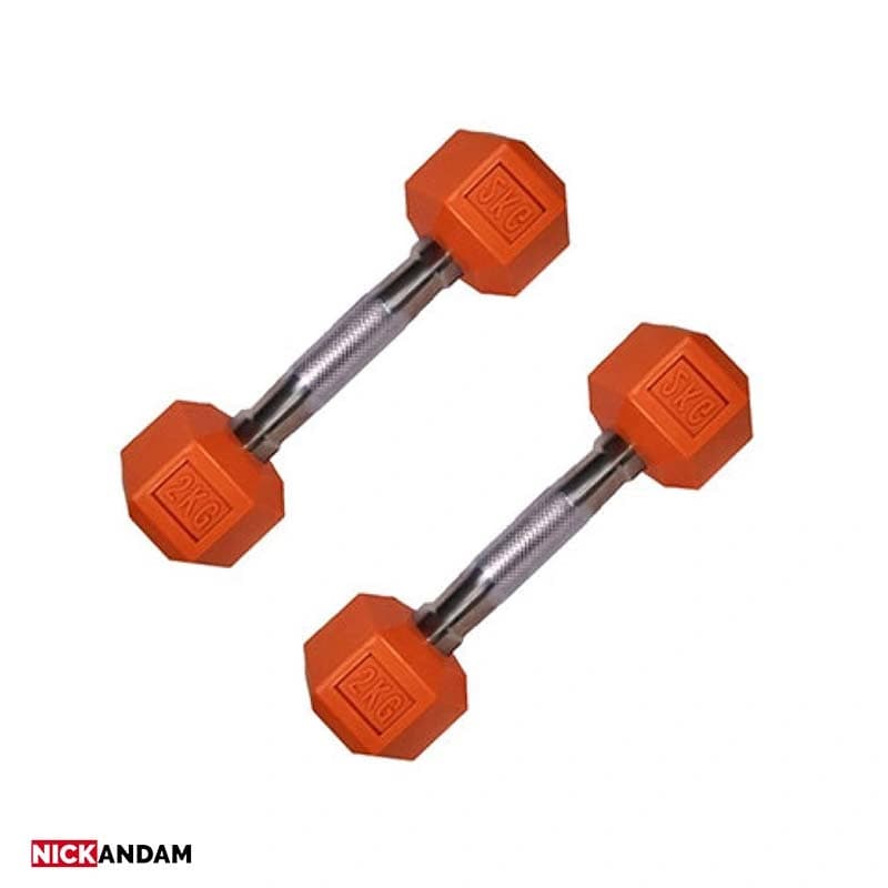 دمبل شش ضلعی رنگی 2.5 کیلوگرمی رنگی بسته 2 عددی