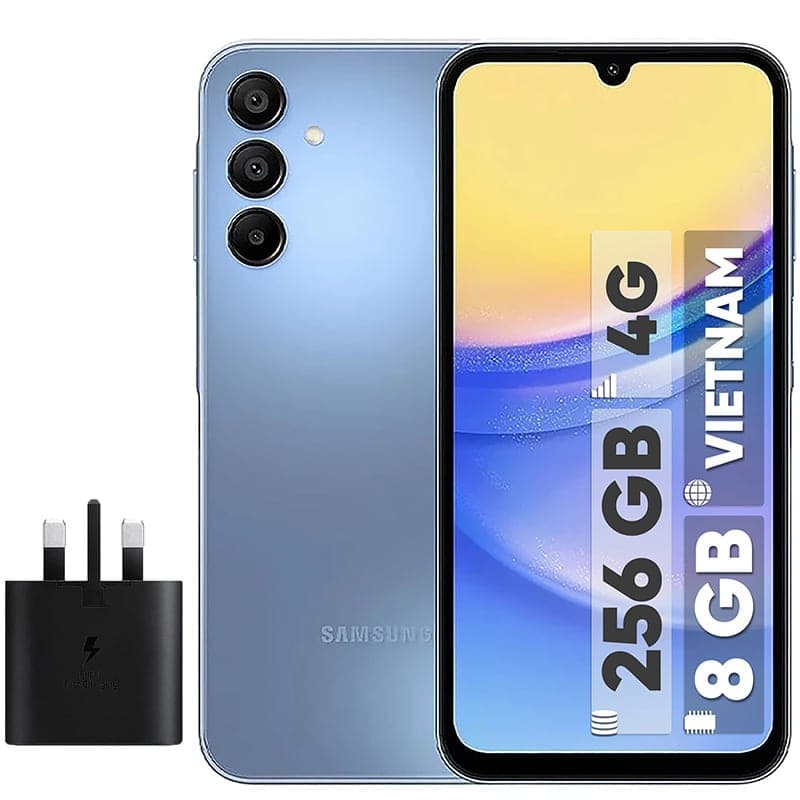 گوشی موبایل سامسونگ مدل Galaxy A15 دو سیم کارت ظرفیت 256 گیگابایت و رم 8 گیگابایت به همراه شارژر سامسونگ – ویتنام