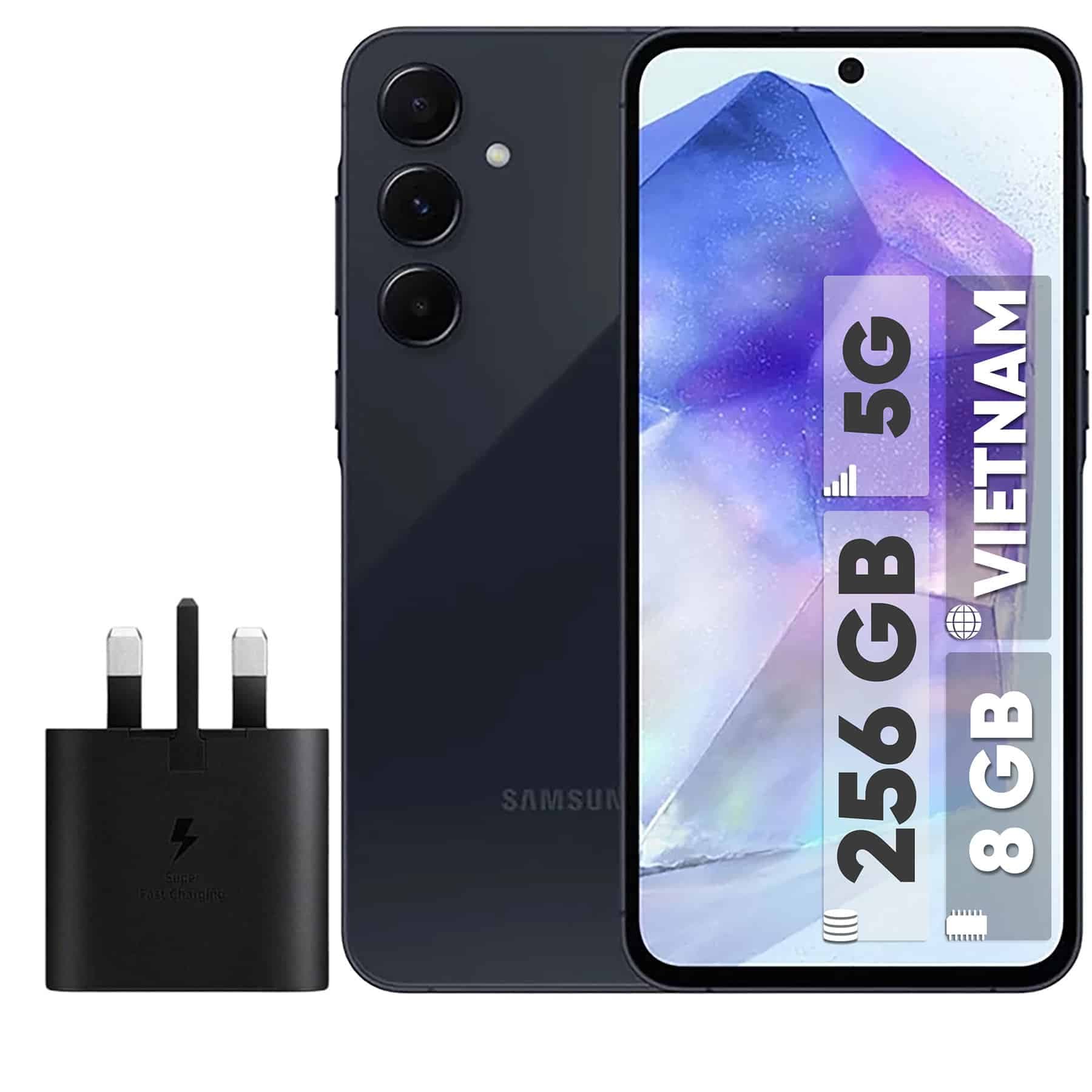 گوشی موبایل سامسونگ مدل Galaxy A55 دو سیم کارت ظرفیت 256 گیگابایت و رم 8 گیگابایت به همراه شارژر سامسونگ – ویتنام