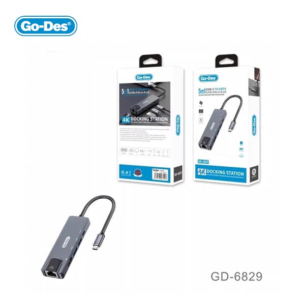 هاب و تبدیل تایپ سی گودس مدل GO-DES GD6829 5 IN 1