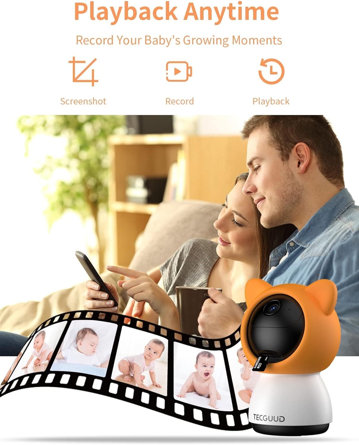دوربین اتاق کودک بیبی کم وای فای طرح گربه — تصویر ۳