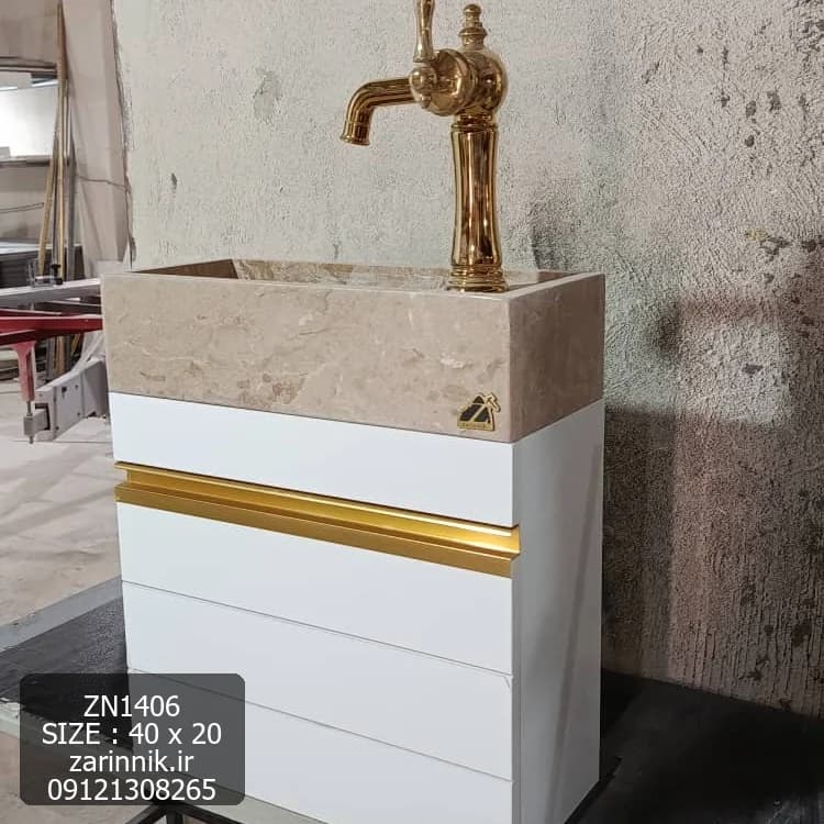 روشویی کوچک سرامیکی کابینتی دیواری 20×40 سفید زرین نیک کد ZN1406 — تصویر ۲