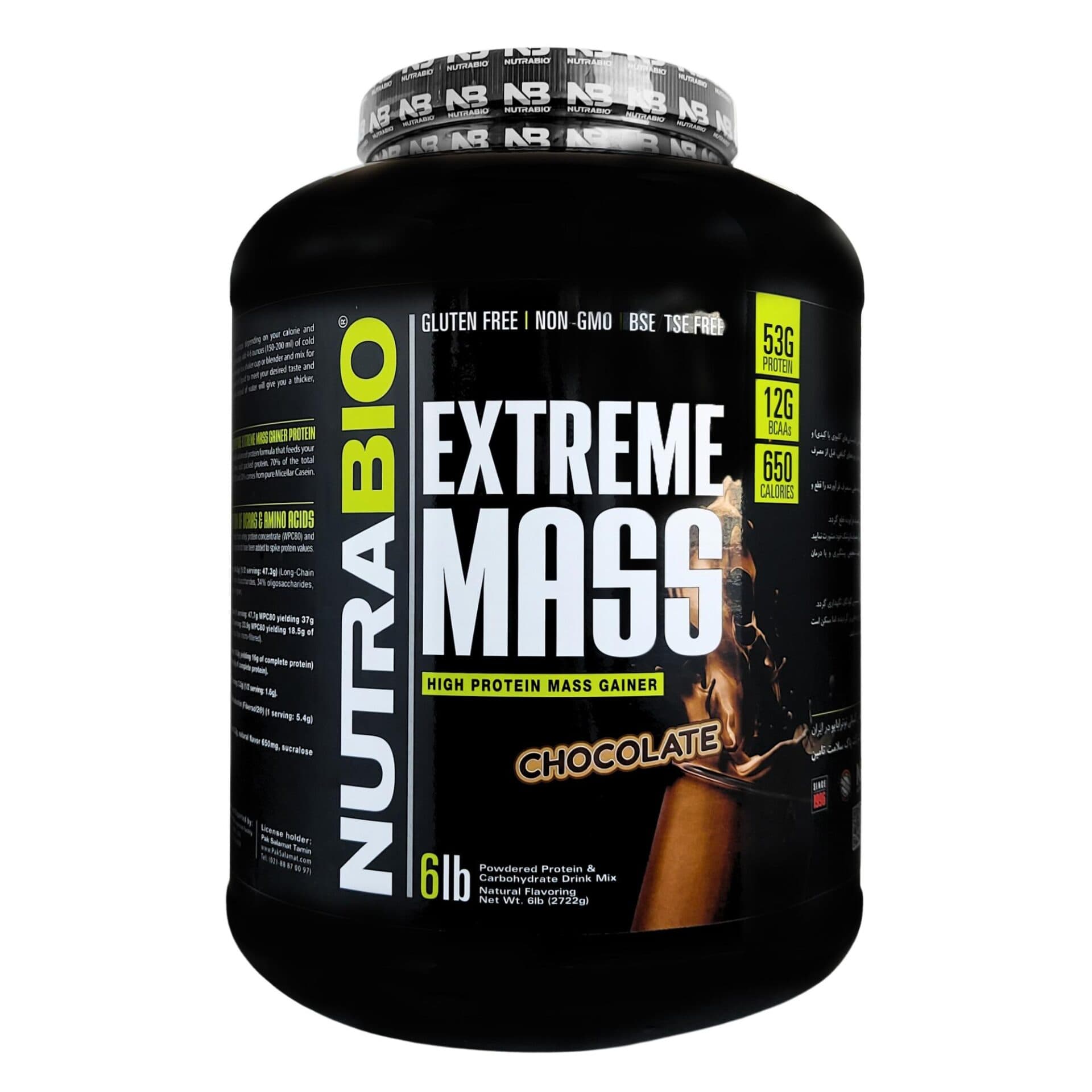 پودر اکستریم مس نوترابایو 2722 گرم | Nutra Bio Extreme MASS 2722 GR