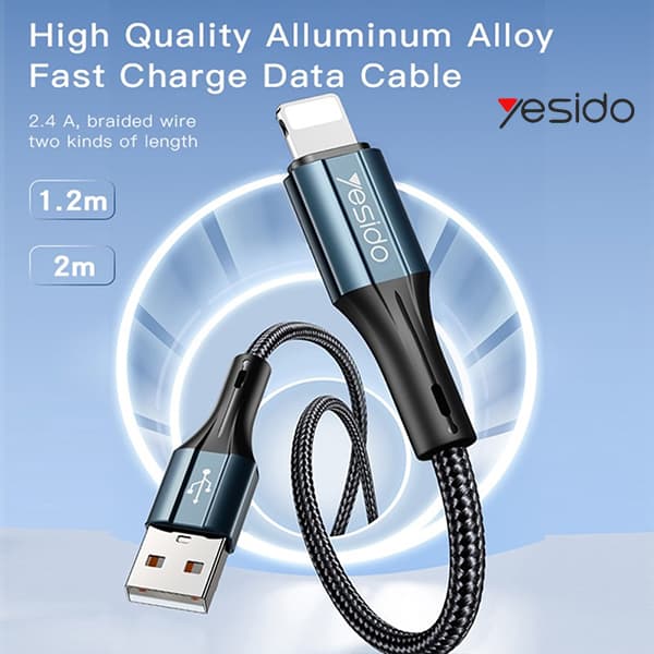 کابل شارژ فست USB به TYPE-C یس ای دو مدل YESIDO CA93 TYPE-C cable 2.4A 1.2m — تصویر ۴