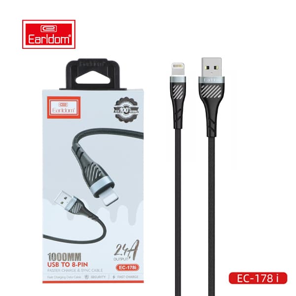 کابل شارژ USB به لایتنینگ ارلدام مدل Earldom EC-178i Lightning cable 2.4A 1.0m — تصویر ۴