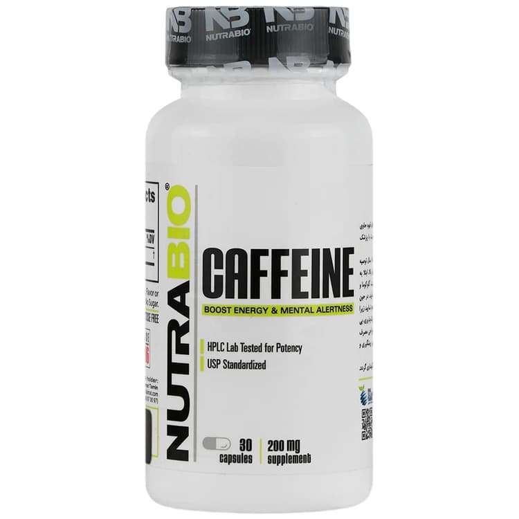 کافئین نوترابایو 30 عدد 200 میلی گرم | NutraBio Caffeine 30 pieces 200 mg