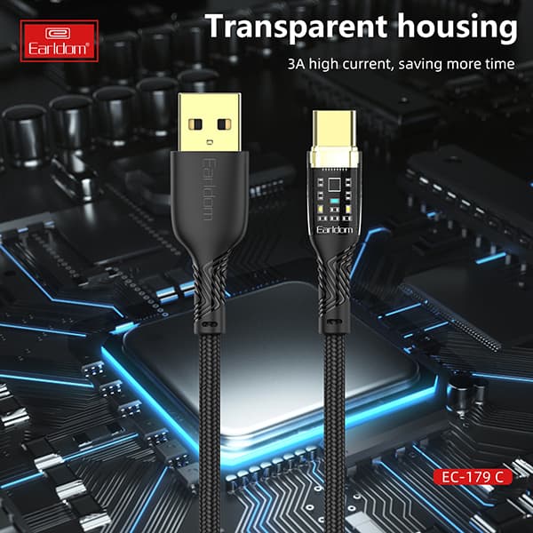 کابل شارژ فست USB به TYPE-C ارلدام مدل Earldom EC-179C TYPE-C cable 3.0A 1.0m — تصویر ۳