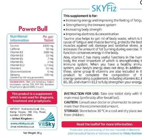 قرص جوشان اسکای فیز پاور بول | Skyfiz Power Bull Energy Booster Effervecent Tablet — تصویر ۲