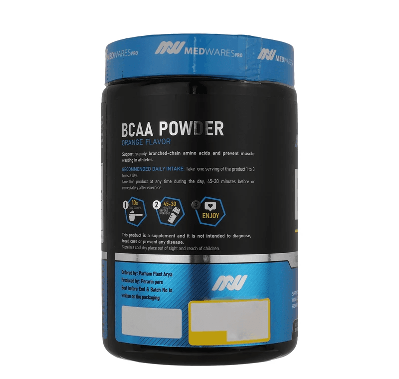 پودر بی سی ای ای با طعم پرتقال مد ویرز پرو 300 گرم | BCAA Powder Orange Flavored by medwares Pro 300g — تصویر ۳