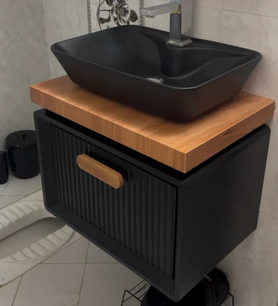 روشویی کابینتی مدل نورا ۳۵*۵۰ مشکی زرین نیک کد ZN7119
